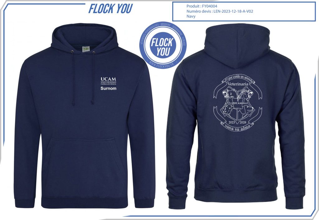 Sweat de promo UCAM Universidad 1 201316 19122023 lille navy len 2023 12 18 a v02 fy04004 1 1 - Vêtements personnalisés